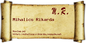 Mihalics Rikarda névjegykártya